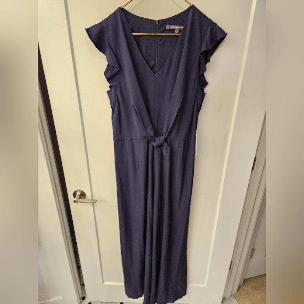 NWT - Julia Jordan Navy Flutter Sleeve Jumpsuit w Tie Front Waist - Size 16. - Picture 4 of 12